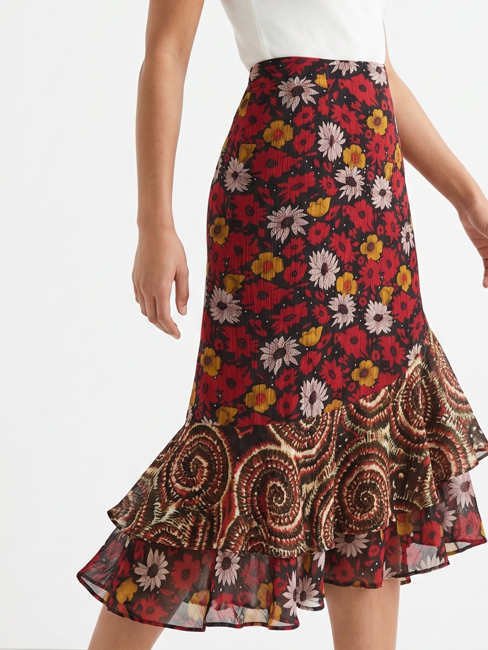 INDIRA | Floral Print Maxi Skirt Sz L